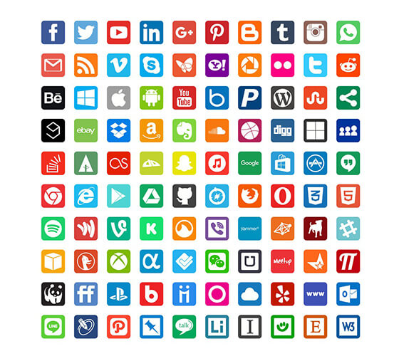 1400 ícones de Social Media