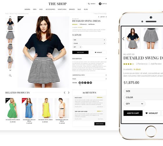 The Shop Template para e-commerce