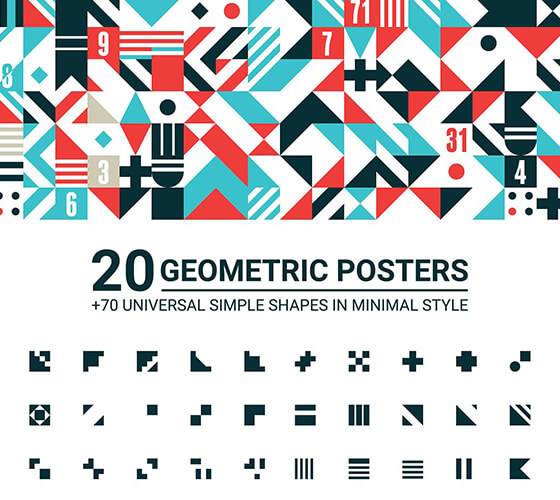 20 cartazes geométricos e 70 shapes