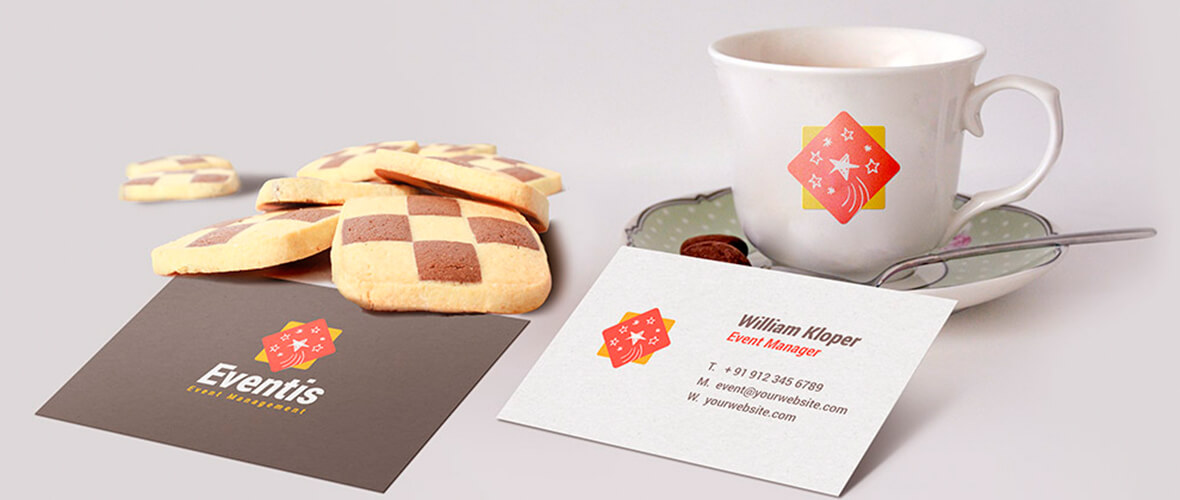 Mockup Cartão de visita e xícara de café