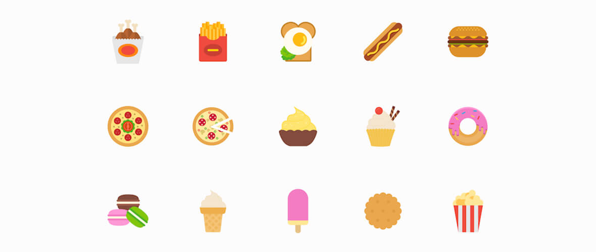 21 ícones de comida