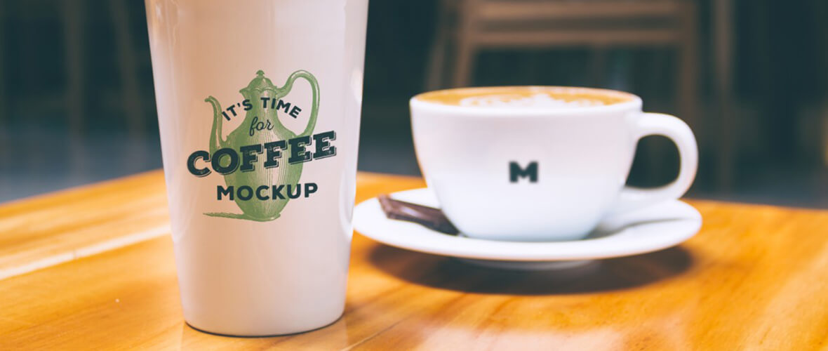Mockup copo e xícara de café