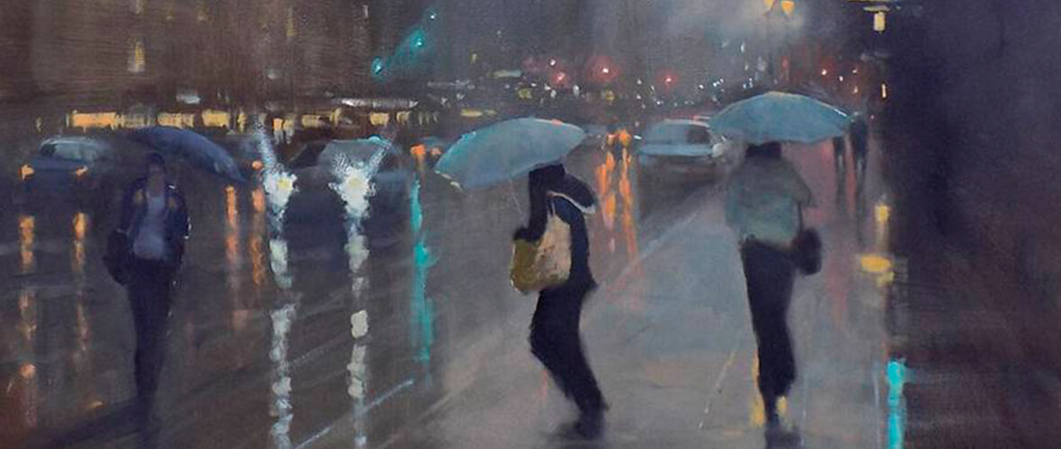 Pinturas de cenas de chuva, por Mike Barr