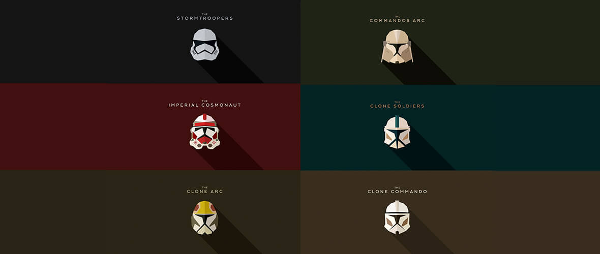 Ilustrações de capacetes de Star Wars